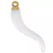 Pendentif piment 24x6 mm Resine époxy - Acier inoxydable 316L Doré - Blanc x1