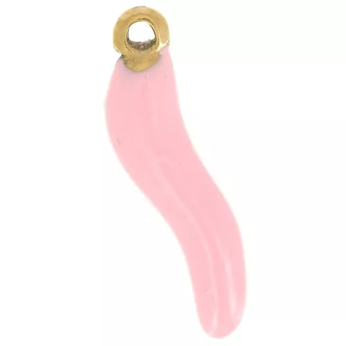 Breloque piment 15x4 mm Resine époxy - Acier inoxydable 304 Doré - Rose clair x1