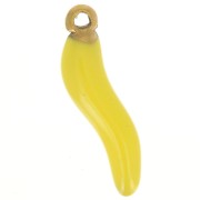 Breloque piment 15x4 mm Resine époxy - Acier inoxydable 316L Doré - Jaune x1