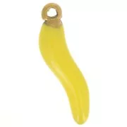 Breloque piment 15x4 mm Resine époxy - Acier inoxydable 316L Doré - Jaune x1