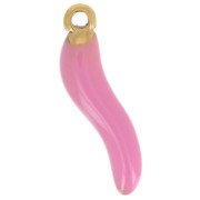 Breloque piment 15x4 mm Resine époxy - Acier inoxydable 304 Doré - Rose x1|raw }}