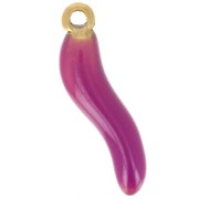 Breloque piment 15x4 mm Resine époxy - Acier inoxydable 316L Doré - Prune x1