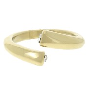 Bague ouverte avec oxydes de zirconium - Taille 54 - Acier inoxydable 304L Doré x1|raw }}