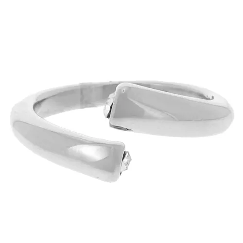 Bague ouverte avec oxydes de zirconium - Taille 54 - Acier inoxydable 304L x1