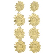 Boucles d'oreilles pendantes tournesol 80x20 mm - Acier inoxydable 304L Doré x2|raw }}