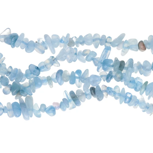 Perles chips 5 - 8 mm en pierre gemme - Aigue-Marine x80cm