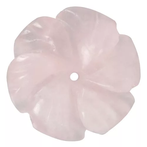 Pendentif fleur 20 mm en pierre gemme - Quartz rose x1