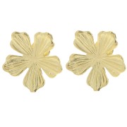Clous d'oreilles fleur 20 mm avec anneau ouvert - Doré à l'or fin x2