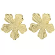 Clous d'oreilles fleur 20 mm avec anneau ouvert - Doré à l'or fin x2