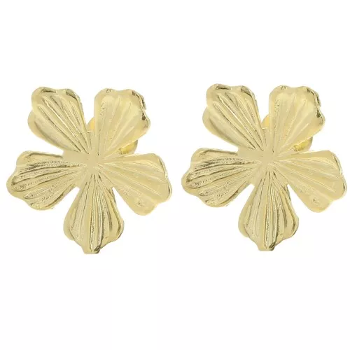 Boucles D'oreilles Clous Couleur Or Avec émail Mauve Et Beige - Modèle Relief 640 - Occasion