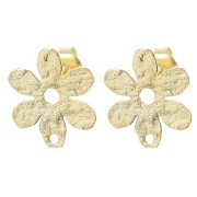 Clous d'oreilles fleur texturé 16x14.5 mm - Doré à l'or fin x2|raw }}