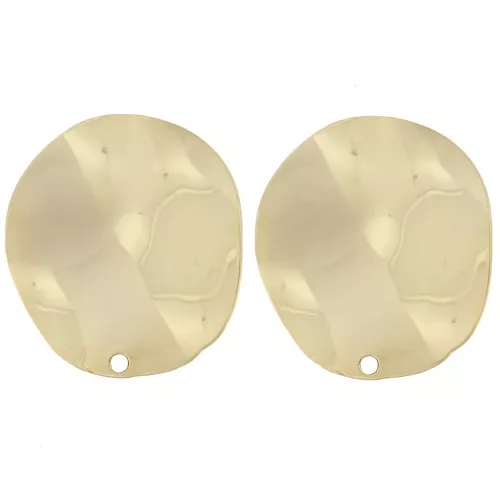 Clous d'oreilles rond ondulé 22 mm - Doré à l'or fin x2