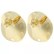 Clous d'oreilles rond ondulé 22 mm - Doré à l'or fin x2