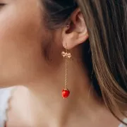 Crochets d'oreilles noeud 8x13 mm avec anneau fermé - Doré à l'or fin x2