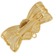 Broche noeud 13.5x28 mm avec anneau fermé - Doré à l'or fin x1