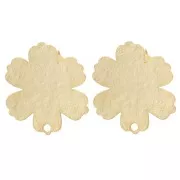 Clous d'oreilles fleur texturé 19x17.5 mm - Doré à l'or fin satiné x2