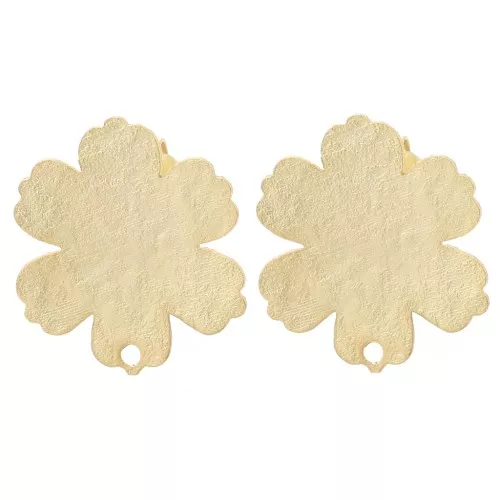 Clous d'oreilles fleur texturé 19x17.5 mm - Doré à l'or fin satiné x2