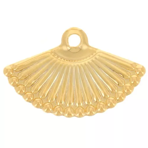 Breloque éventail 9x14 mm - Doré à l'or fin x1