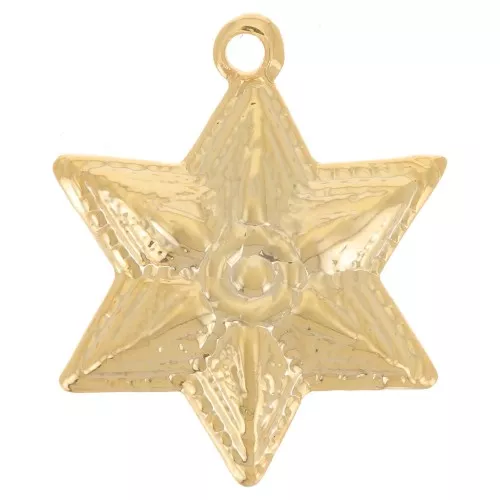 Breloque étoile bombé 18x15 mm - Doré à l'or fin x1
