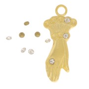 Breloque main 15x6 mm pour cabochon 1 mm - Doré à l'or fin x1