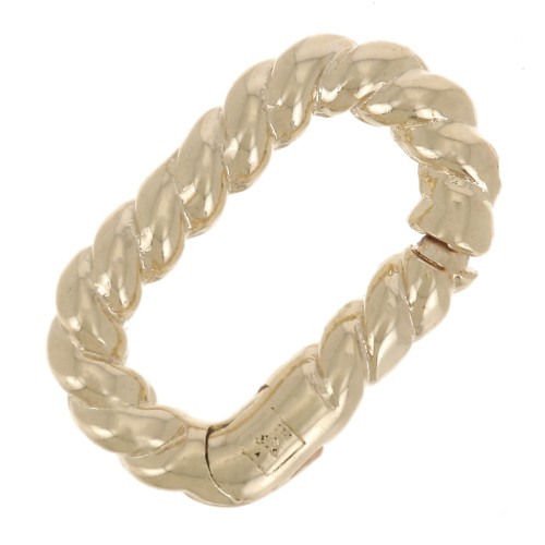 Fermoir ovale mousqueton 12x7 mm effet torsadé - Plaqué Or 3 microns x1