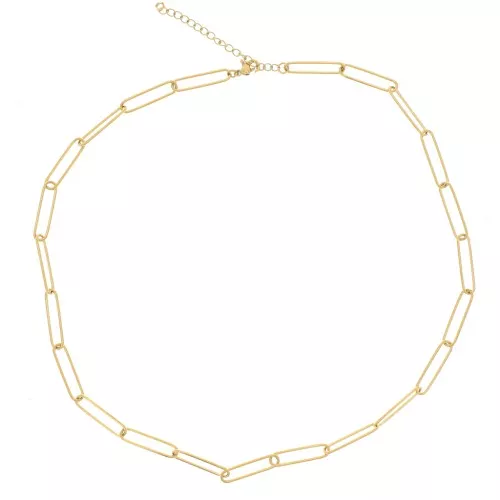 Collier maille Rectangle 5 mm - Acier inoxydable 304L Doré x42cm