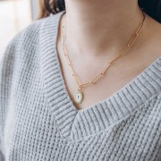 Collier maille Rectangle 5 mm - Acier inoxydable 304L Doré x42cm