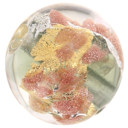 Ronde Murano 10 mm Aventurine feuille d'or et d'argent x1