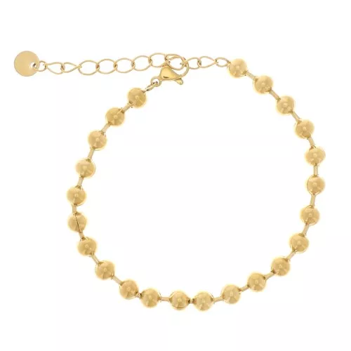 Bracelet maille Boule 5 mm - Acier inoxydable 304L Doré x22cm
