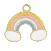 Breloque arc-en-ciel 8x9 mm en résine époxy - Acier inoxydable 304L Doré - Pastel