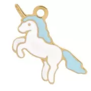 Breloque licorne 9x15 mm en résine époxy - Acier inoxydable 316L Doré x1
