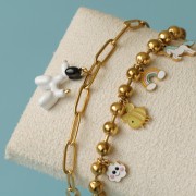 Breloque licorne 9x15 mm en résine époxy - Acier inoxydable 316L Doré x1