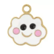 Breloque nuage 8 mm en résine époxy - Acier inoxydable 316L Doré x1