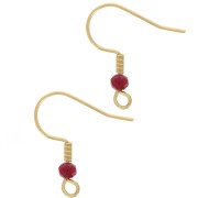 Crochets d'oreilles 20 mm perle verre facettée - Acier inox 304L Doré - Rouge x2|raw }}