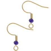 Crochets d'oreilles 20 mm perle verre facettée - Acier inox 304L Doré - Cobalt x2|raw }}