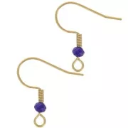 Crochets d'oreilles 20 mm perle verre facettée - Acier inox 304L Doré - Cobalt x2