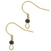 Crochets d'oreilles 20 mm perle verre facettée - Acier inox 304L Doré - Noir x2|raw }}