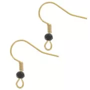 Crochets d'oreilles 20 mm perle verre facettée - Acier inox 304L Doré - Noir x2