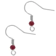 Crochets d'oreilles 20 mm perle verre facettée - Acier inox 304L - Rouge x2
