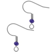 Crochets d'oreilles 20 mm perle verre facettée - Acier inox 304L - Cobalt x2|raw }}