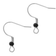 Crochets d'oreilles 20 mm perle verre facettée - Acier inox 304L - Noir x2|raw }}