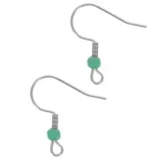 Crochets d'oreilles 20 mm perle verre facettée - Acier inox 304L - Turquoise x2