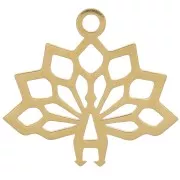 Breloque origami paon 15x17 mm - Acier inoxydable 316L Doré x1