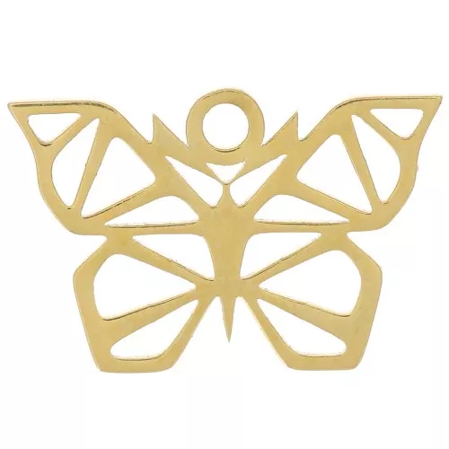 Breloque origami papillon 10.5x16 mm - Acier inoxydable 304 Doré x1