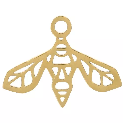 Breloque origami abeille 12x16 mm - Acier inoxydable 316L Doré x1