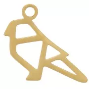 Breloque origami perroquet 14x15 mm - Acier inoxydable 316L Doré x1