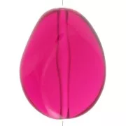 Perle plate irrégulière 25x20 mm en résine transparente - Fuschia x1