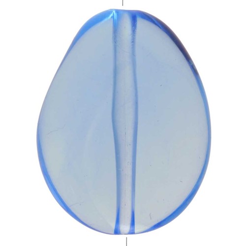 Perle plate irrégulière 25x20 mm en résine transparente - Bleu x1