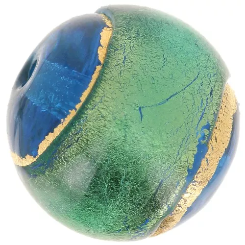 Ronde Murano 10 mm cerclée d'or Aquamarine x1