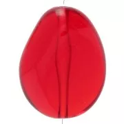 Perle plate irrégulière en résine transparente 25x20 mm - Rouge x1